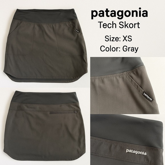 Patagonia Tech Skort XS Gray | Athletic Hiking Travel Skirt - Picture 2 of 14